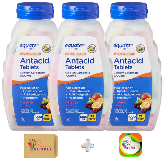 Equate ultra strength antacid bottle front for quick on-the-go relief.