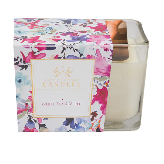 Creative Energy Candles lotion candle in white tea violet, ideal for a soothing massage