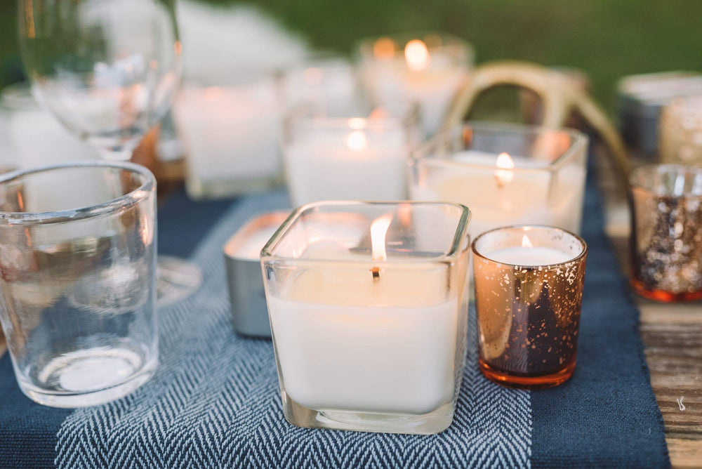 Creative Energy Candles Me Time setup in bedroom or living room for relaxation.