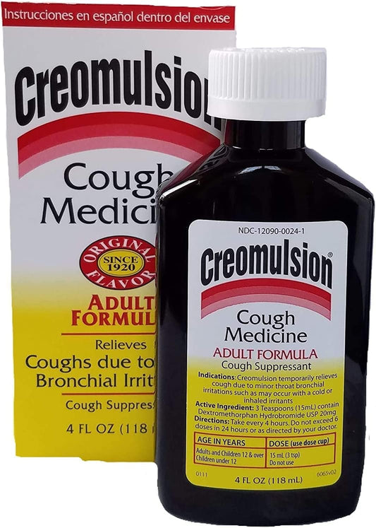 Creomulsion cough syrup bottle on shelf ready for relief