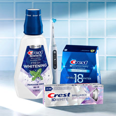 Crest 3D White Brilliance pack of 6 box ready for use.