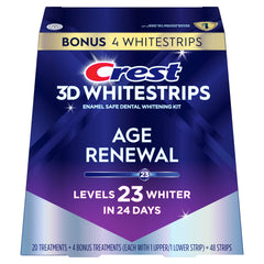 Before and after example with Crest 3D Whitestrips Age Renewal smile