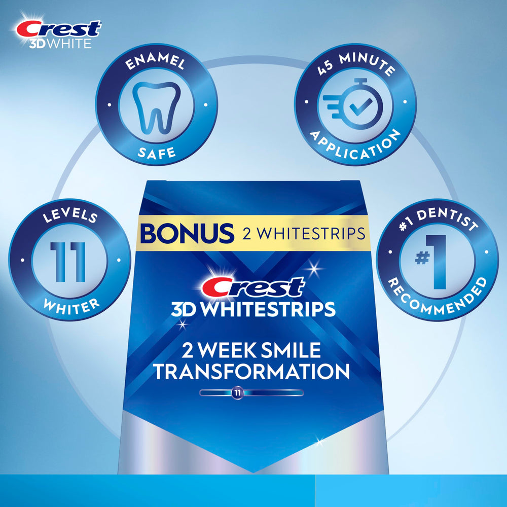 Crest Glamorous White strip application 30 minutes demonstrates easy at-home whitening usage.