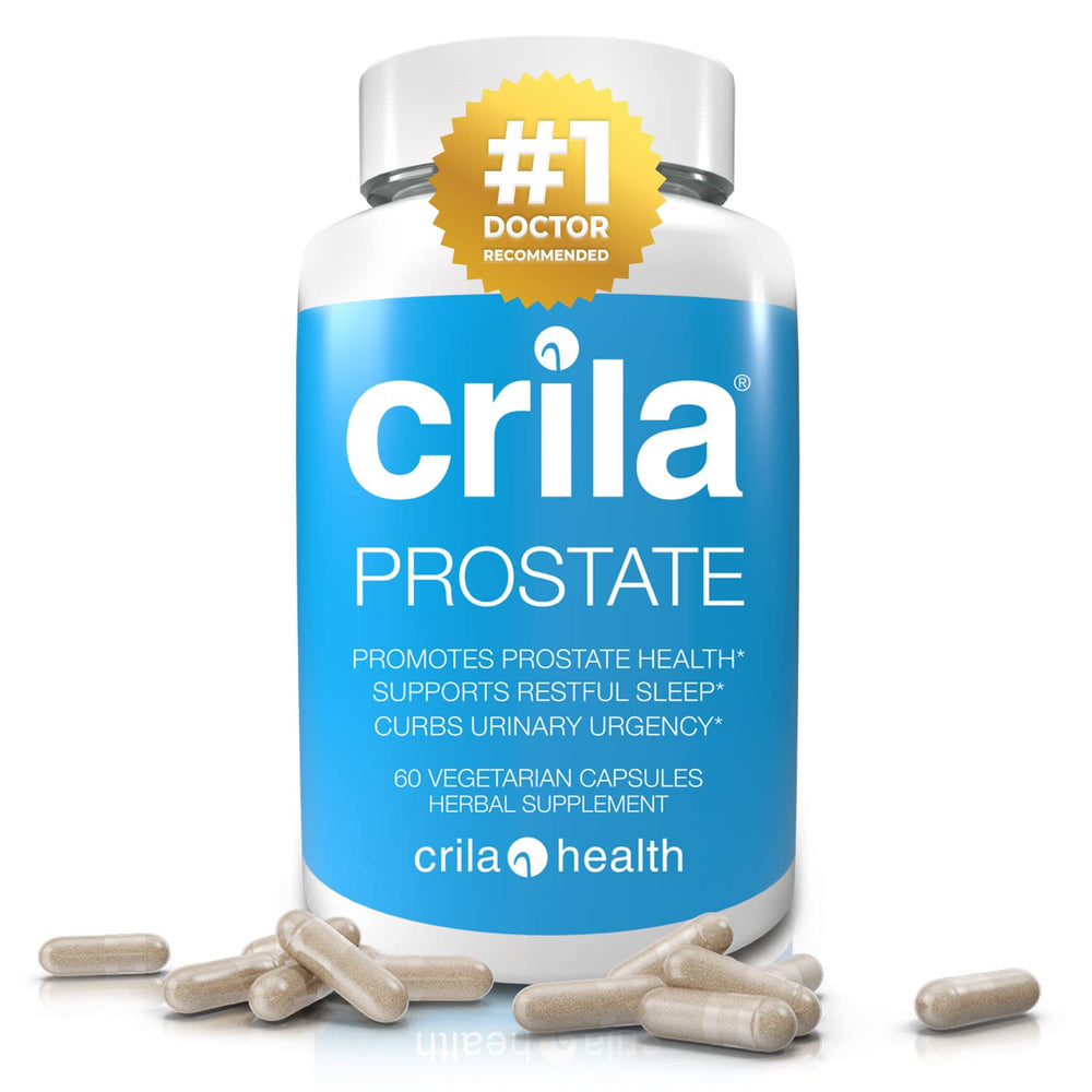 CRILA Prostate label close-up emphasizing safe, non-GMO formulation.