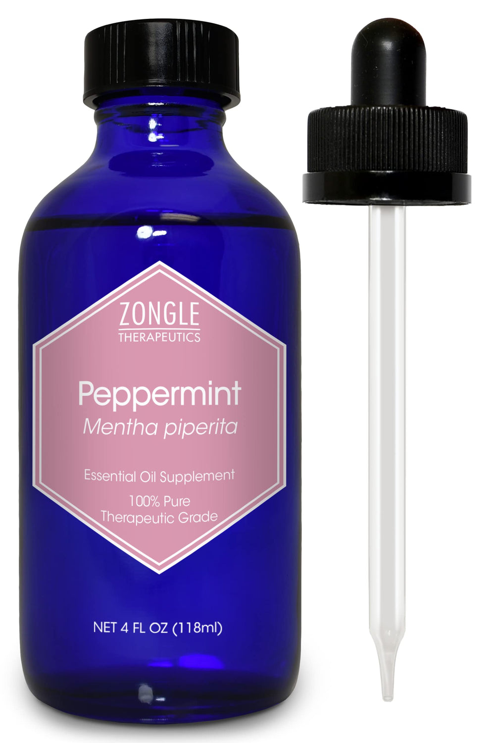 Crossactiv Peppermint Oil bottle pour, highlighting edible flavor for cooking and digestion.