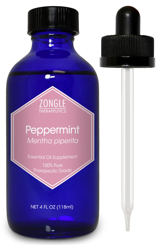 Crossactiv Peppermint Oil bottle pour, highlighting edible flavor for cooking and digestion.