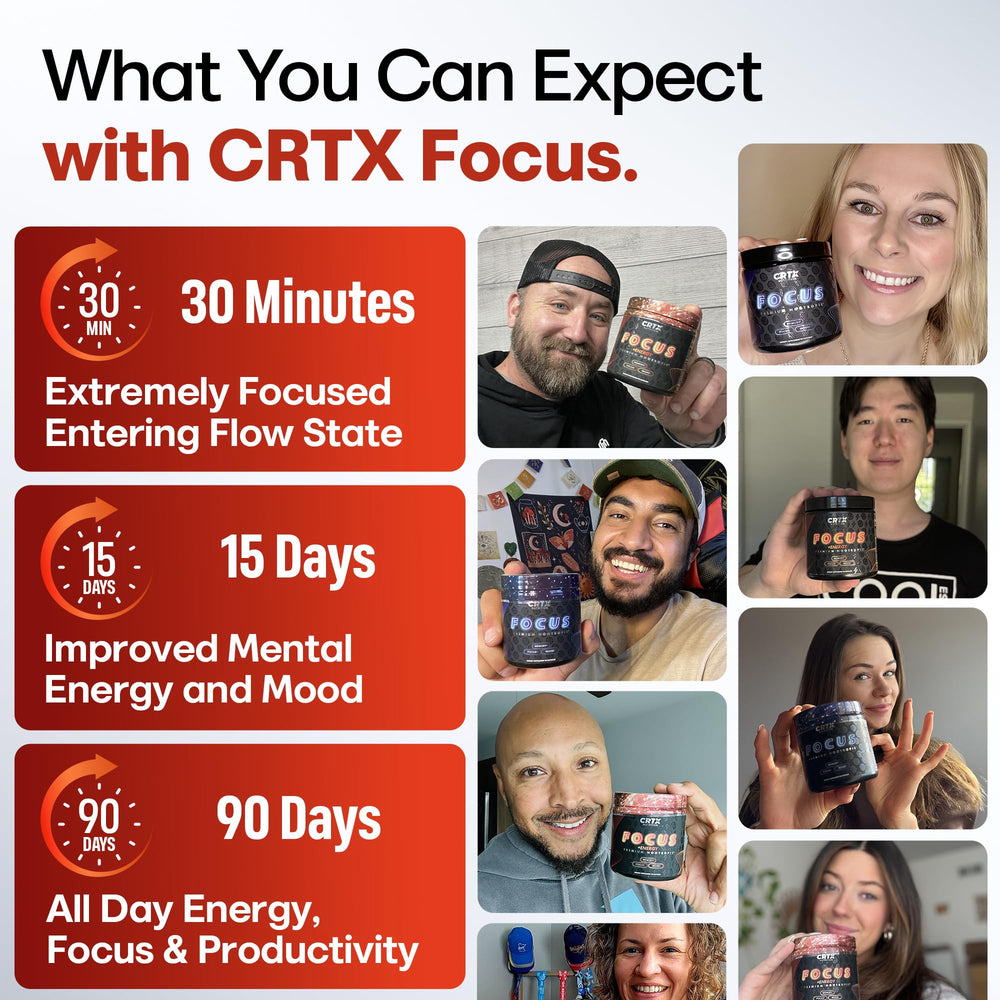 CRTX Nutrition Focus on desk during work session for sharper mindset.
