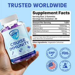 CRUISE IMMUNITY gummies close-up with rich berry flavor and chewy texture
