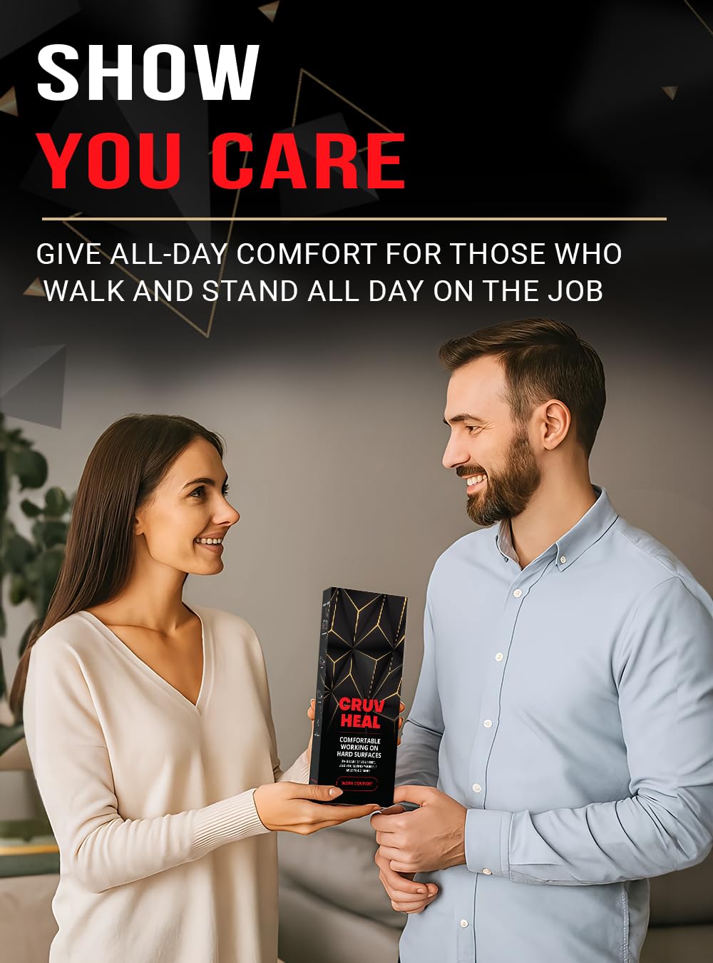 CRUVHEAL Work Pro Comfort Insole velvet-top fabric for breathability and odor control