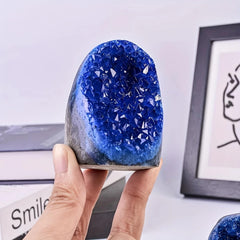 CrystalHola blue geode quartz interior druzy glitter reflects light beautifully