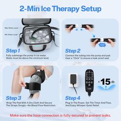 CUEME 20qt reservoir enables extended cooling during knee recovery at home.
