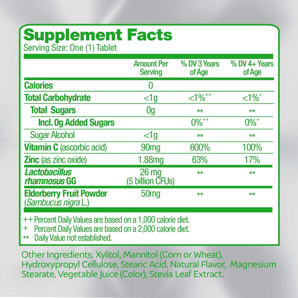 Culturelle Kids Immune Defense serving size illustration highlights daily dosage