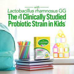 Culturelle Kids Probiotic + Fiber packets mixed with applesauce for convenient daily use