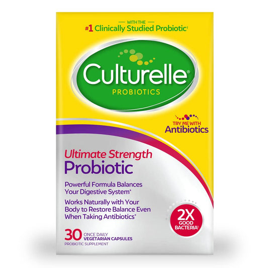 Culturelle Ultimate Strength bottle with LGG, for daily digestive balance.