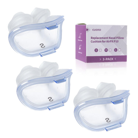 CUORD 3-pack nasal pillow with AirFit P10 seal for secure fit.