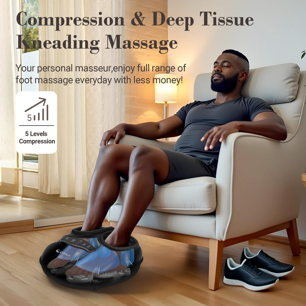 CuPiLo Shiatsu foot massager nodes knead and roll to relieve tension.