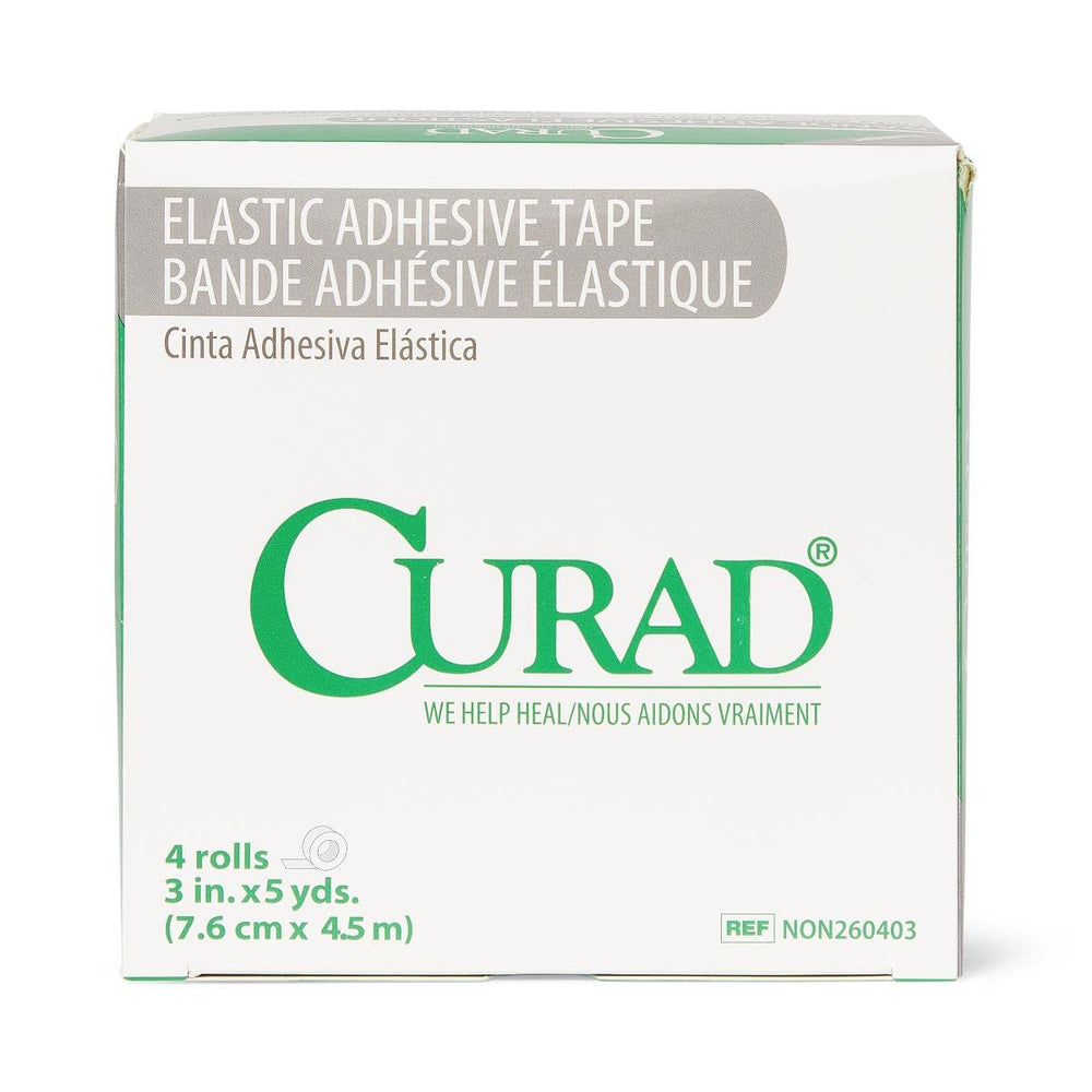 Curad elastic tape being applied to skin for a secure wrap.