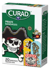 CURAD Kids Pirate Bandages offer strong adhesive hold during active play