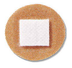 Curad logo on fabric bandage highlighting flexible stretch for skin contours.