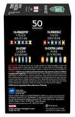 Curad performance series rugged fabric bandages flex with body movement.