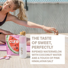 Cure Hydration vegan label emphasizing plant-based formula.
