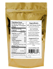 CurEase beef thymus powder bottle back, safety sealed for freshness and quality.