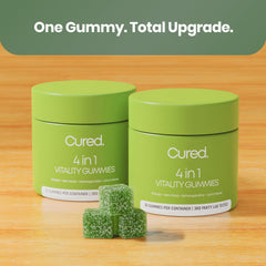 Couple sharing Cured gummies in a wellness routine for inclusive vitality.