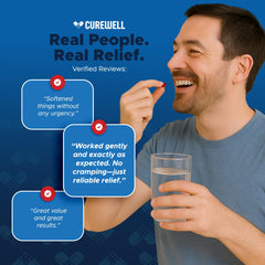 Easy-open cap and pour of CUREWELL softgels for convenient use