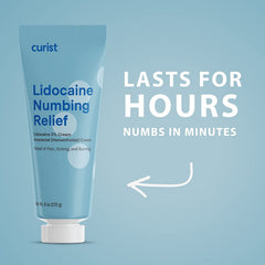 Curist 5% lidocaine cream back of tube with external use notice
