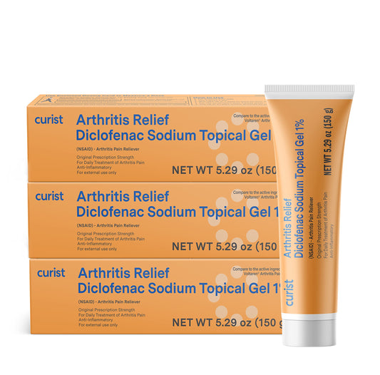 Curist 1% diclofenac gel tube front view for joint relief.