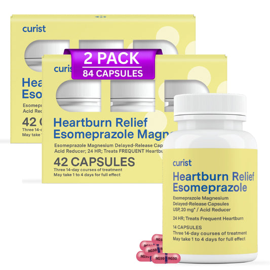 Curist Esomeprazole 20mg capsules front view for daily heartburn relief potential