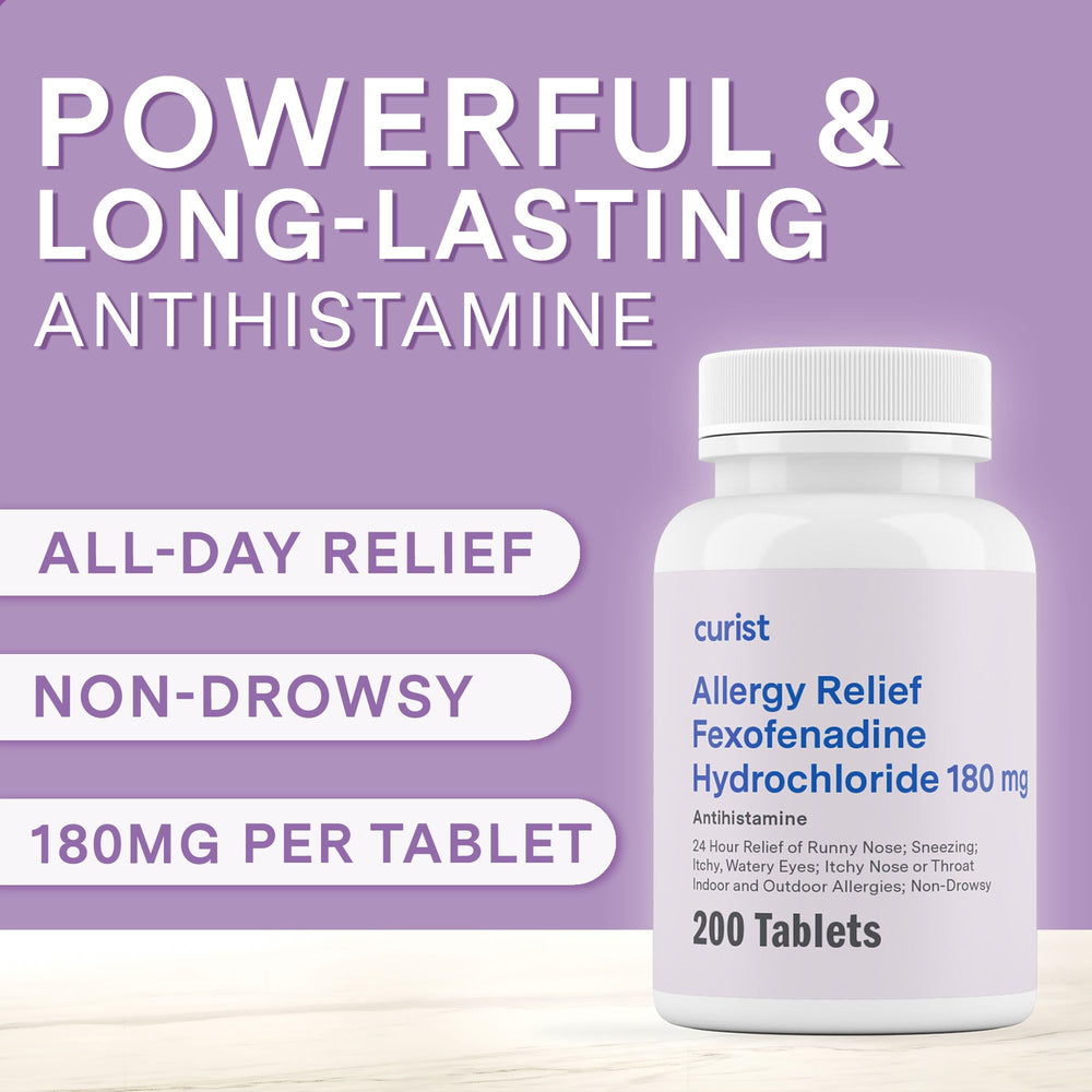 Curist allergy relief product on a clean medicine shelf.