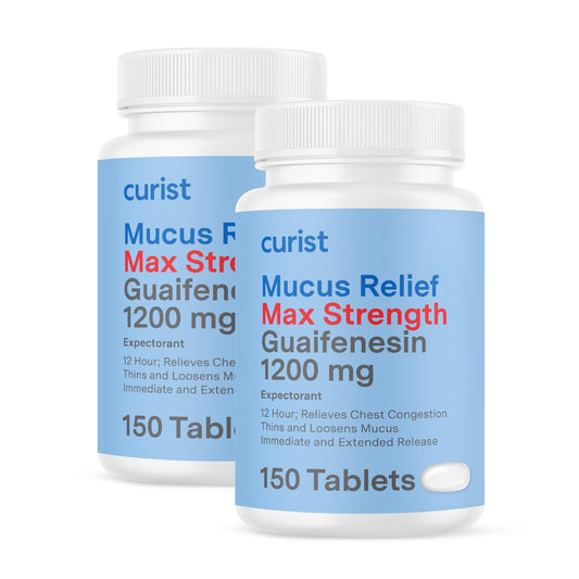 Curist Guaifenesin 1200 mg tablets in a bottle for congestion relief.