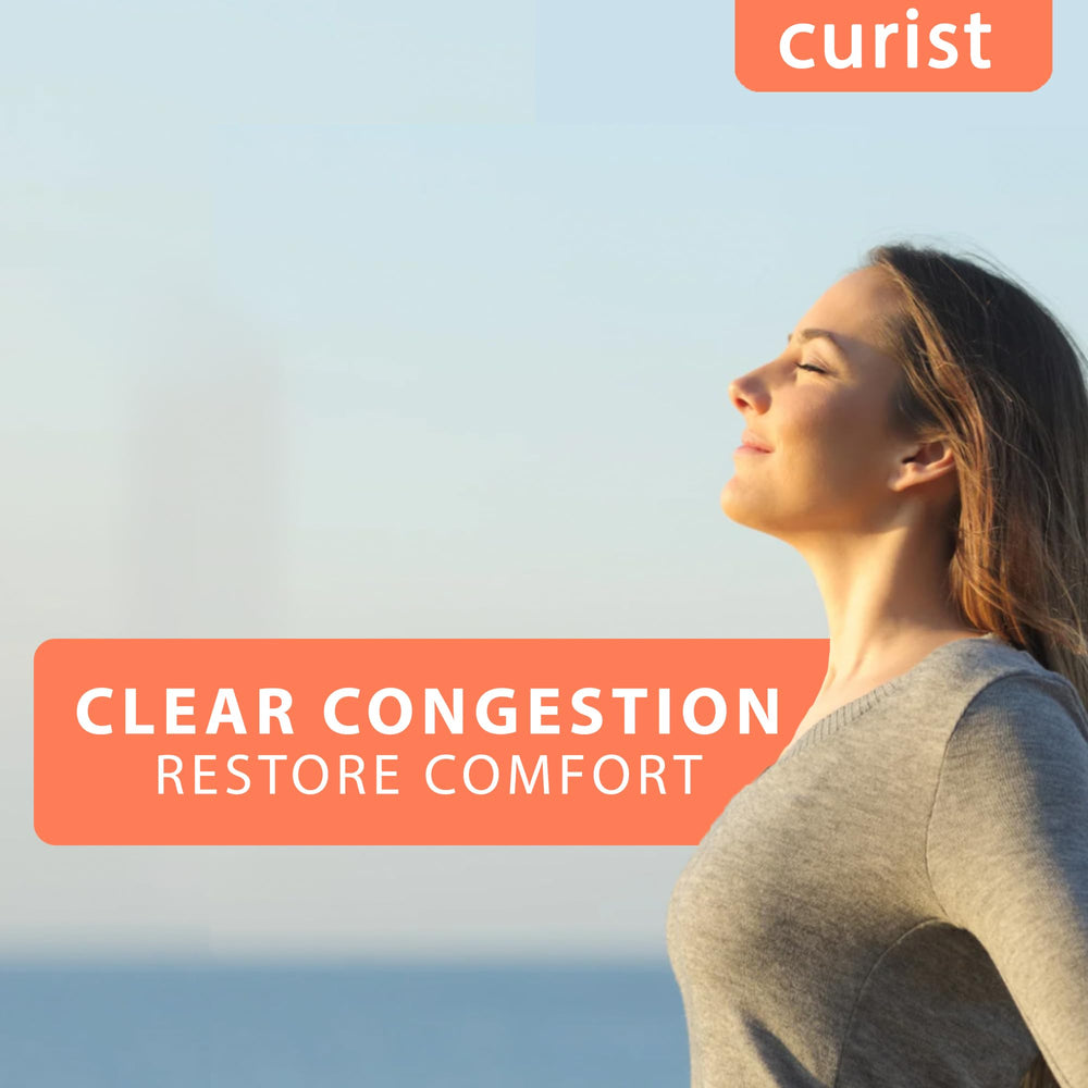 Curist Guaifenesin 1200 mg tablet on white background emphasizes dye-free formula.