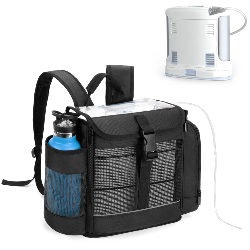 CURMIO backpack interior secures the oxygen concentrator for safe travel and easy access.