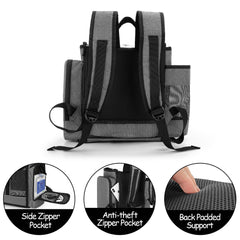 CURMIO bag opening with smooth zippers enables easy access and charging.