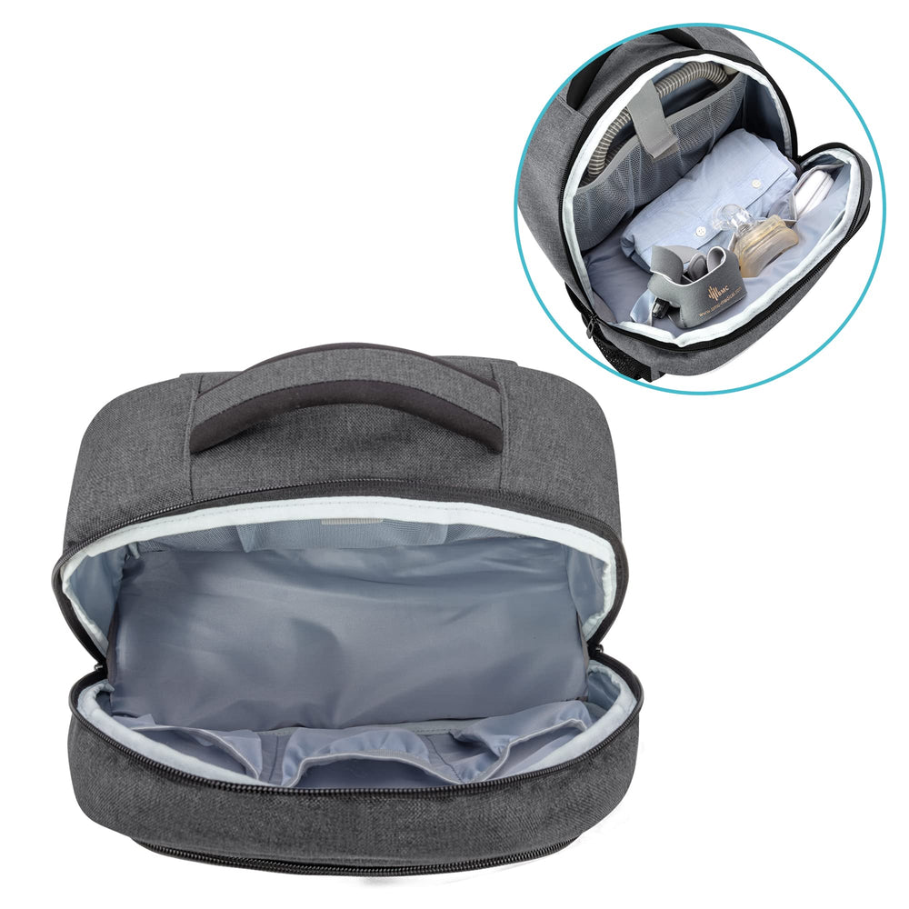 CURMIO CPAP backpack side mesh pockets store smaller accessories securely.