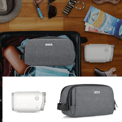 Front pocket stores batteries and small accessories for easy reach.
