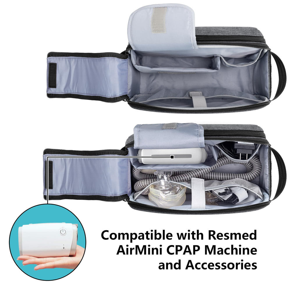 Main compartment with pockets secures mask, hoses, and chargers during trips.