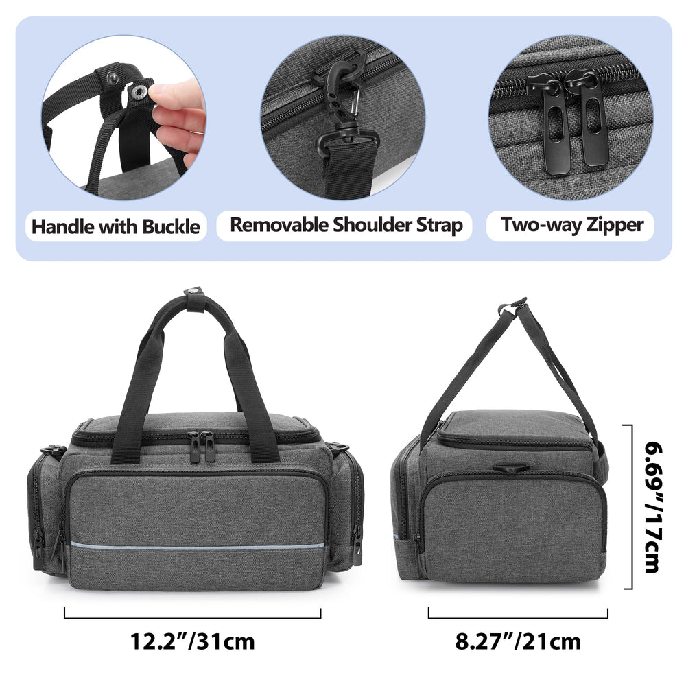 CURMIO CPAP travel bag side pocket stores cords and filters neatly