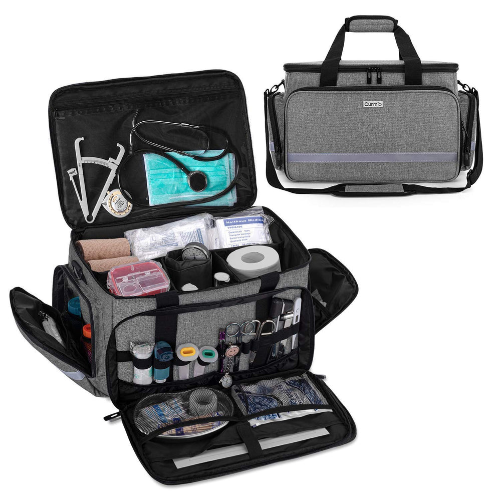 Curmio Nurse Bag front compartment with elastic loops for quick access