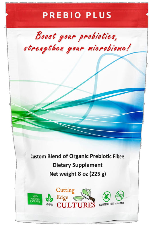 Cutting Edge Cultures Prebio Plus bottle for easy daily prebiotic support.
