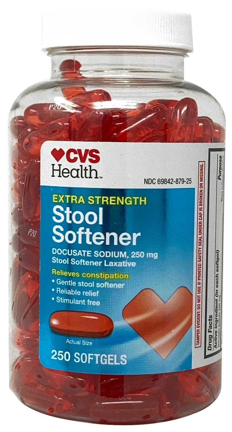 CVS Health extra-strength stool softener bottle 250 mg for gentle, non-stimulant relief