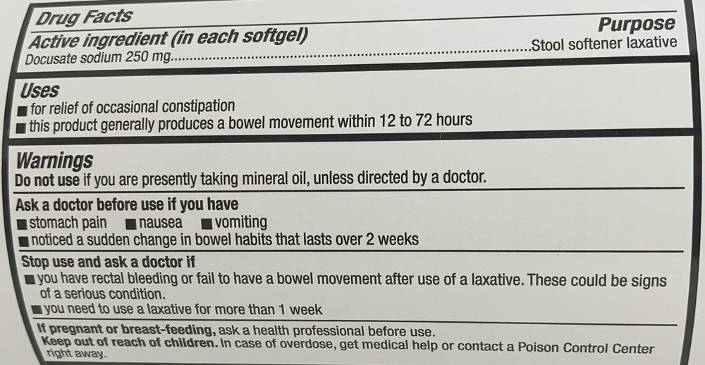 CVS Health Extra Strength Stool Softener softgels capsules closeup, 250 mg