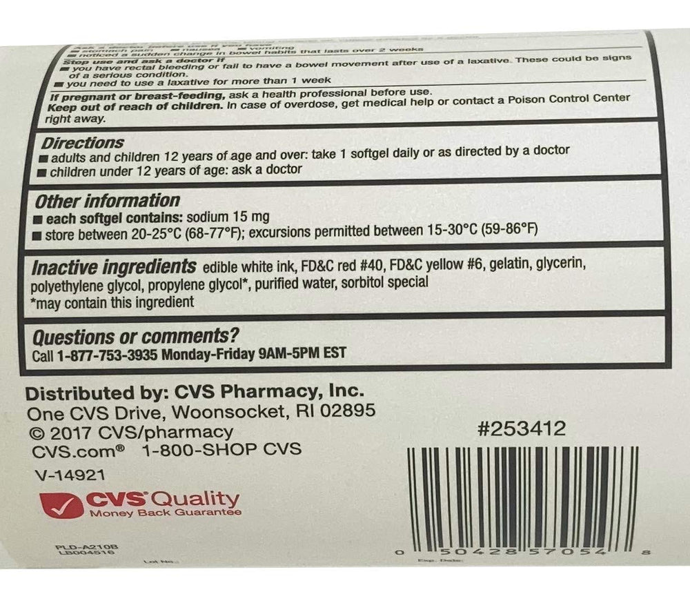 CVS Health Stool Softener 500-count pack on display, value for households.