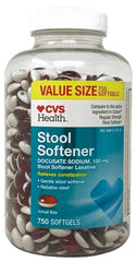 CVS Health Stool Softener softgels bottle for gentle relief and regularity.