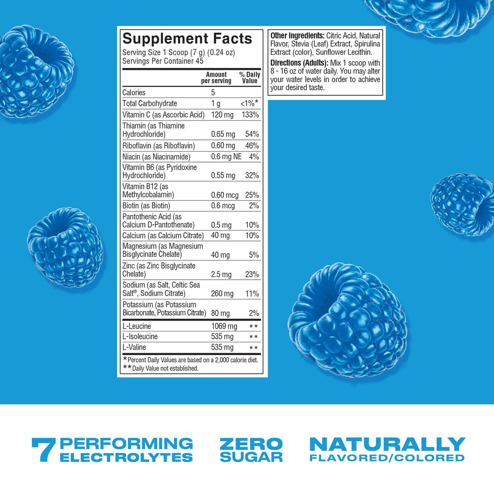 CWENCH Hydration Blue Raspberry tub showing convenient on-the-go refueling