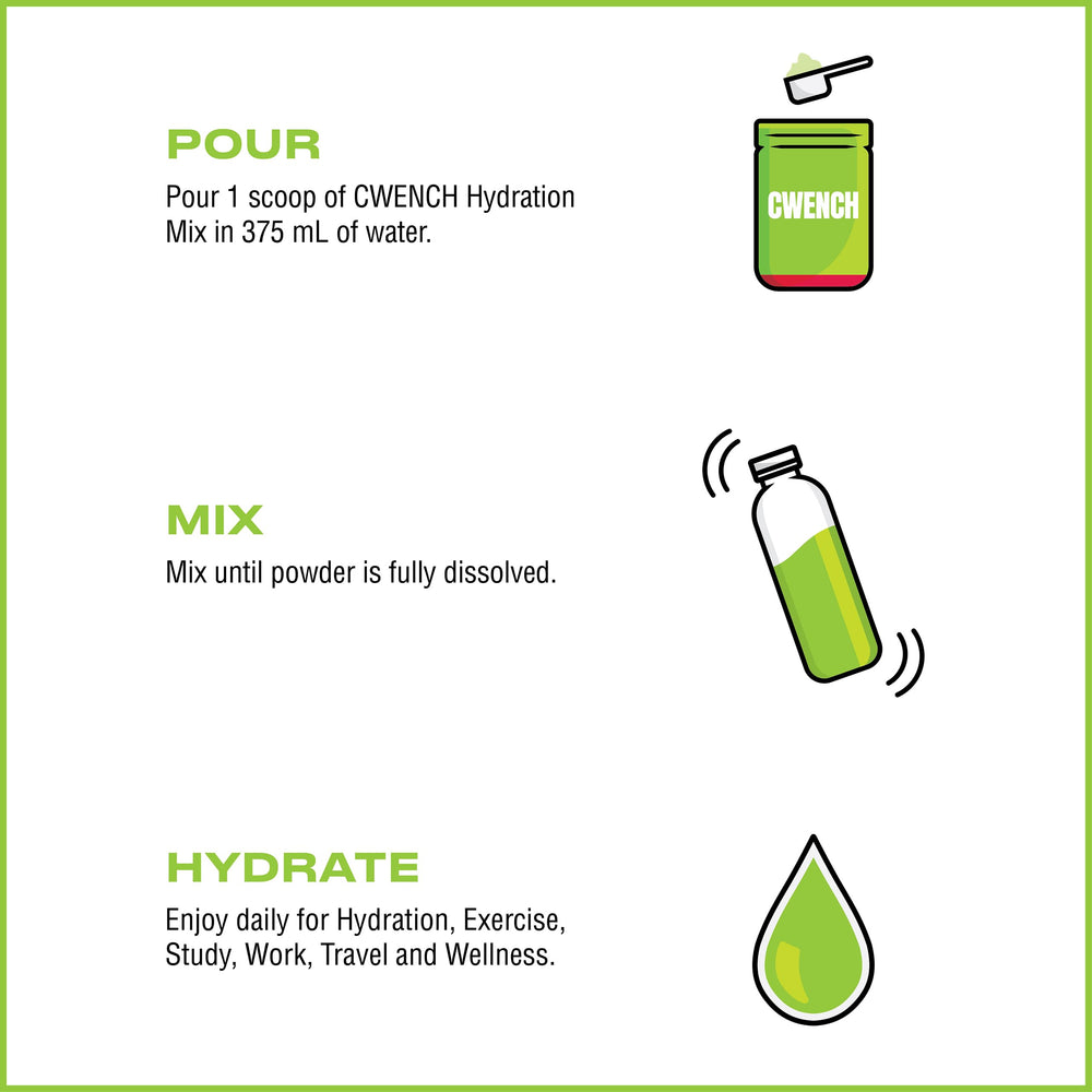 CWENCH Hydration Cherry Lime bottle with scoop for easy daily hydration.