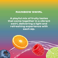 CWENCH Hydration Rainbow Swirl in a glass shows a light, refreshing drink.