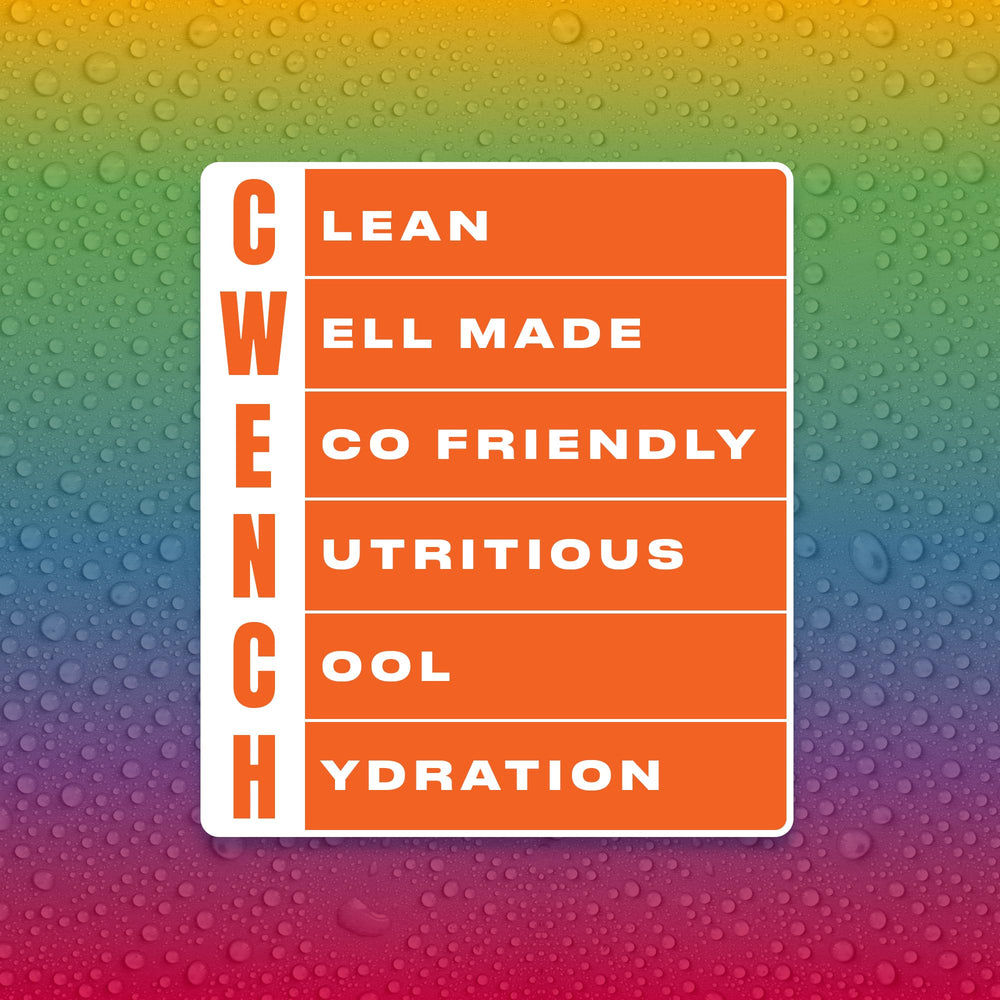 CWENCH Hydration Rainbow Swirl in a gym bag for workouts and travel.